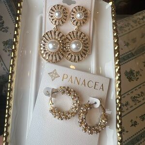 #4 Panacea Gold and Pearl Statement Earrings Duo